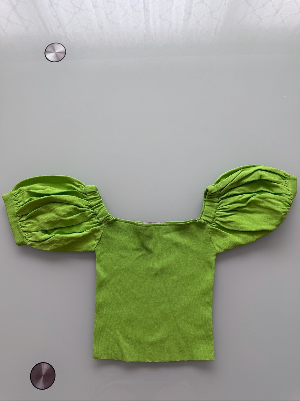 Zara Neon Green Off-Shoulder Top